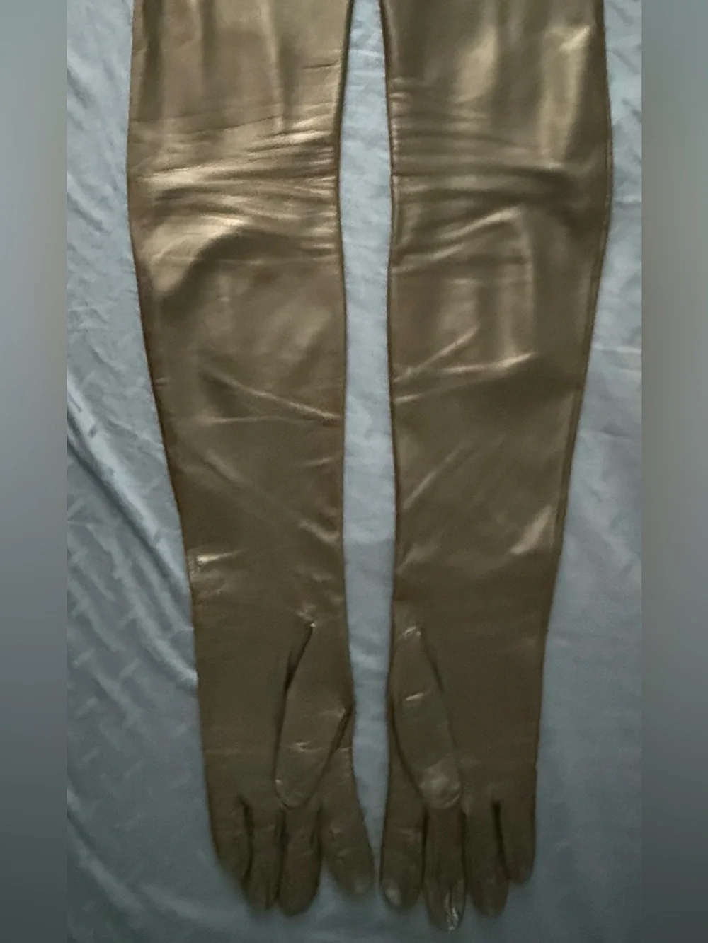 Long Metallic Black Evening Gloves - Sleek Elbow-Length Style